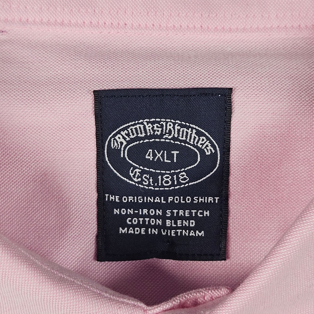 NEW Brooks Brothers Button Down Shirt Mens 4XLT Pink Non-Iron Stretch Cotton - Picture 3 of 11